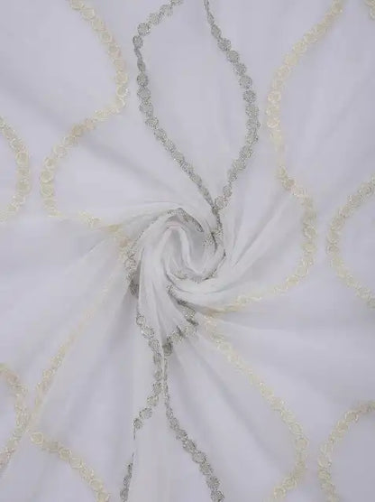 Evabella Embroidered Ogee Trellis Sheer Grommet Curtains | 100% Polyester