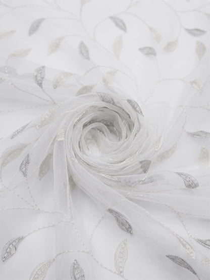 Evabella Embroidered Leaf Vine Sheer Grommet Curtains | 100% Polyester