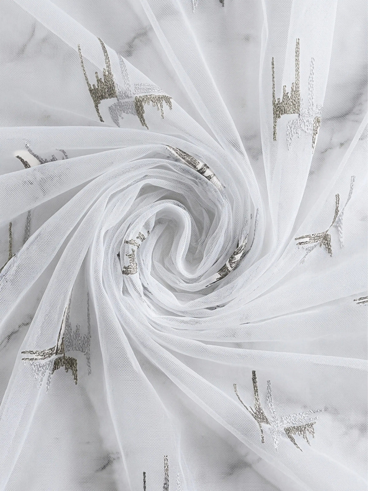 Evabella Abstract Linear Embroidered Sheer Grommet Curtains | 100% Polyester