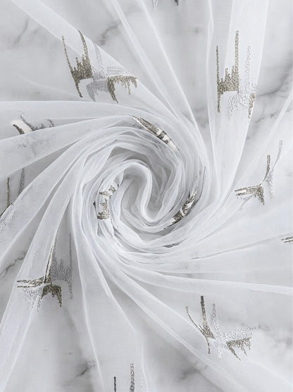 Evabella Abstract Linear Embroidered Sheer Grommet Curtains | 100% Polyester