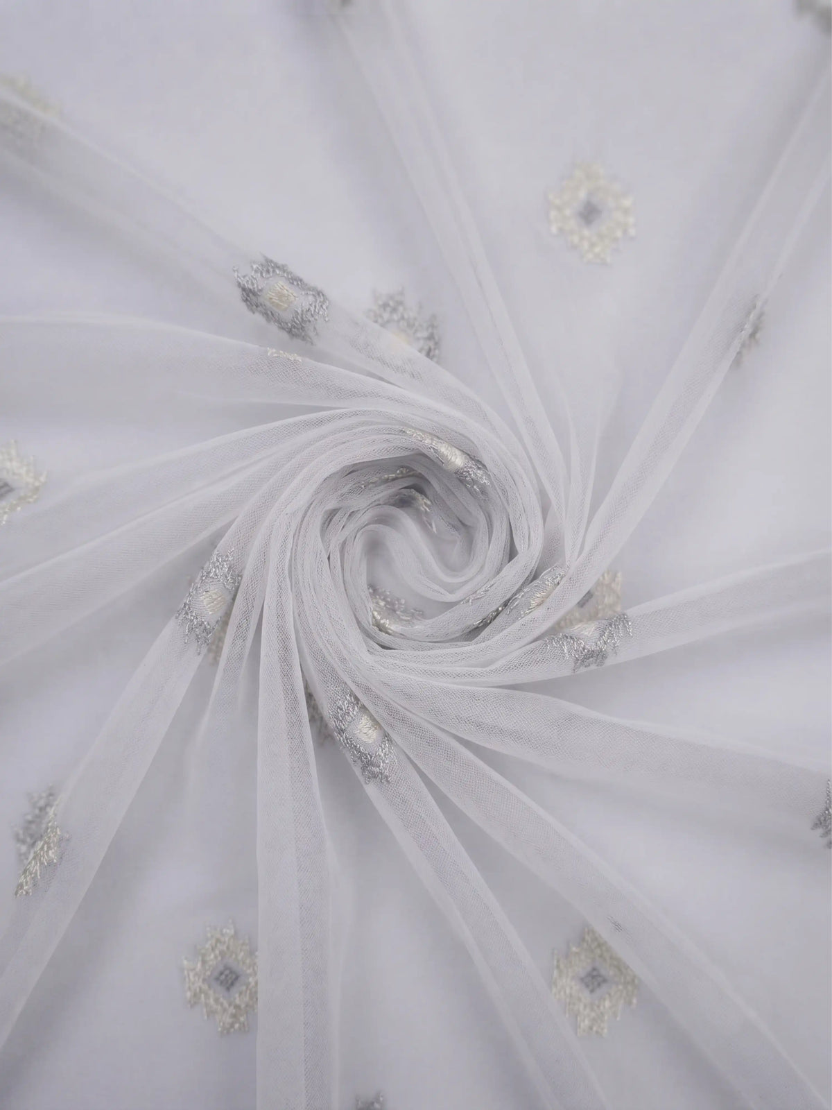 Evabella Embroidered Geometric Diamond Sheer Grommet Curtains | 100% Polyester