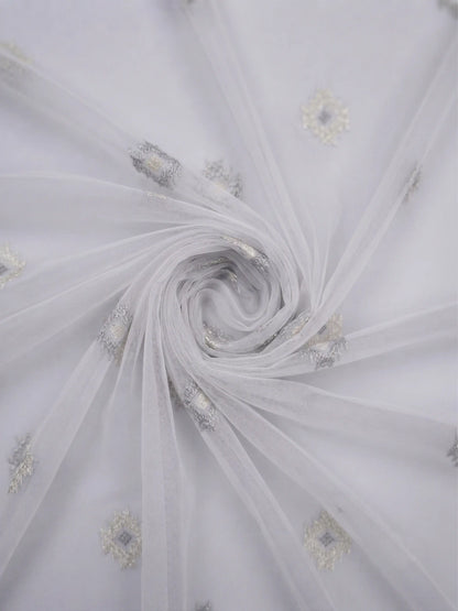 Evabella Embroidered Geometric Diamond Sheer Grommet Curtains | 100% Polyester