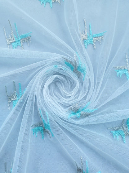 Evabella Abstract Linear Embroidered Sheer Grommet Curtains | 100% Polyester
