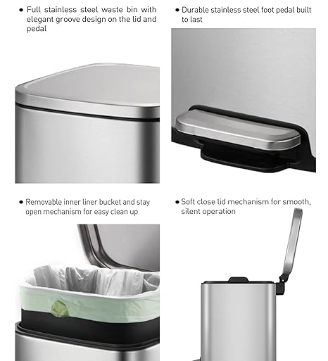 Eco-Friendly Step Trash Bin with Fingerprint-Resistant Finish
