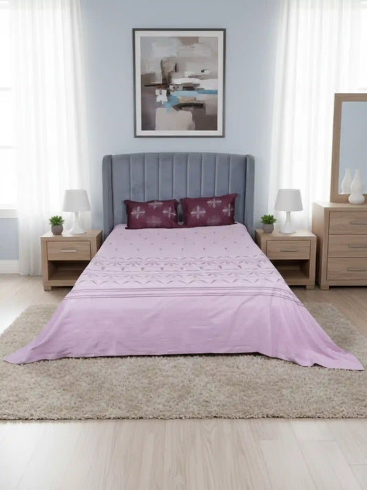 Soft Feel, Geometric Motifs King Bed Sheet Set with 2 Pillow Cases – 100% Cotton (300 TC)