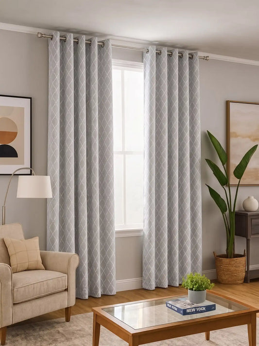 Diamond Lattice Textured Curtains – Custom & Readymade