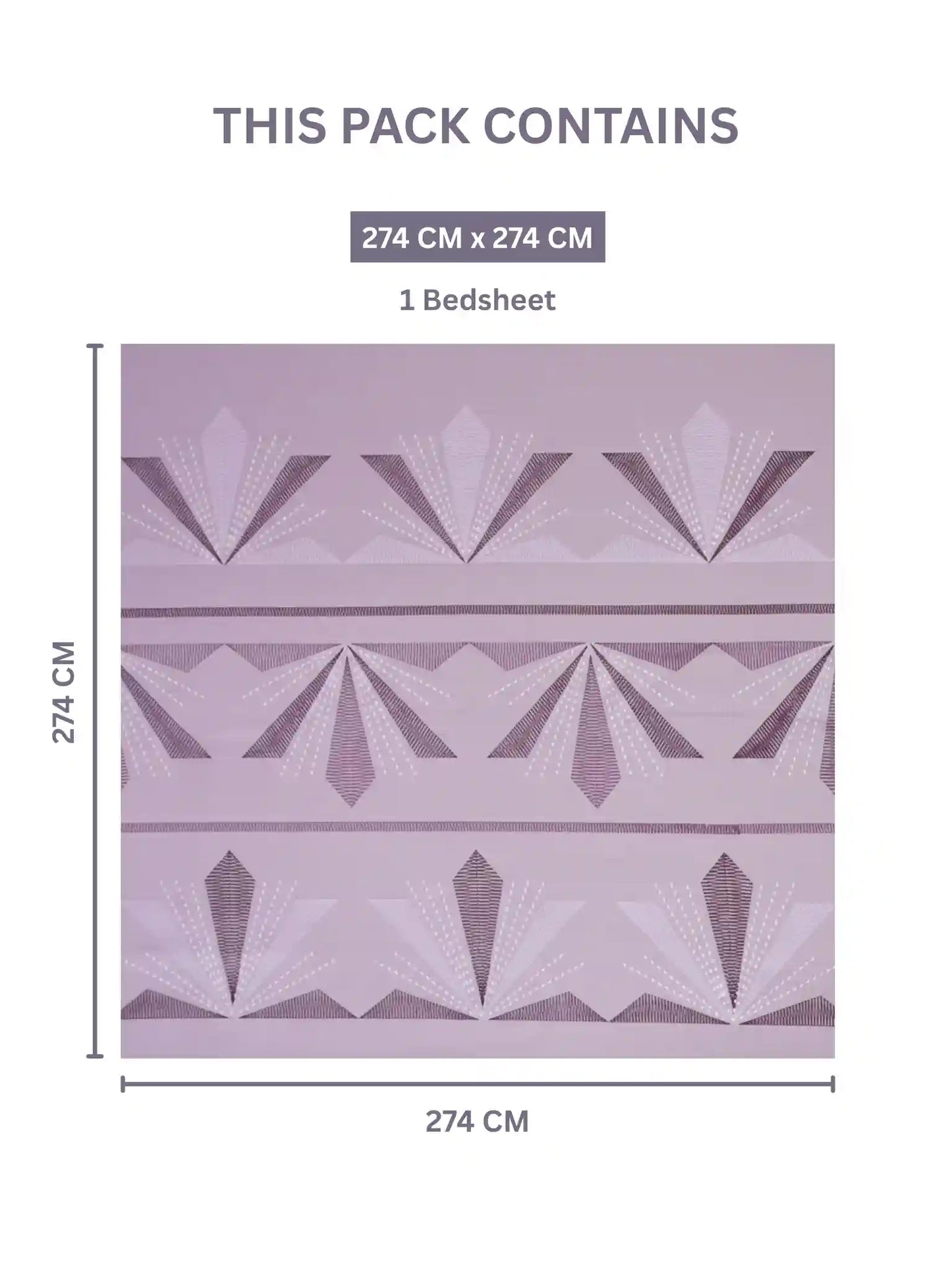 Soft Feel, Geometric Motifs King Bed Sheet Set with 2 Pillow Cases – 100% Cotton (300 TC)