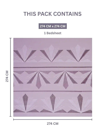 Soft Feel, Geometric Motifs King Bed Sheet Set with 2 Pillow Cases – 100% Cotton (300 TC)