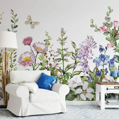 AtoZ Home Decor Tropical Wild Spring Floral Summer Flowers Wall Mural Wallpaper - Custom & Standard Sizes