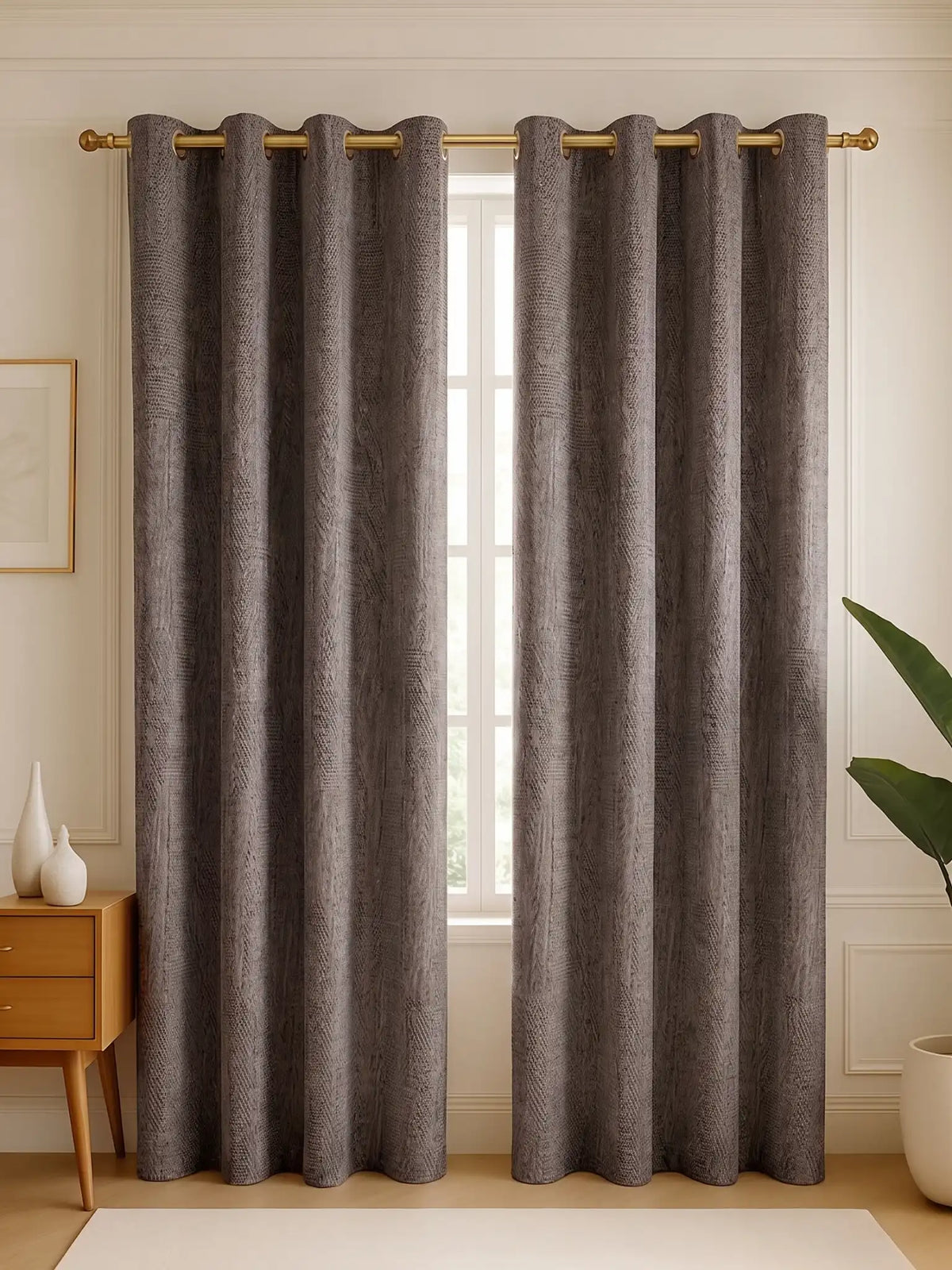 S N Home Decor Abstract Vertical Textured Curtains (Custom & Readymade)