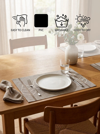 AtoZ Home Decor Modern Leaves PVC Placemats Set of 6