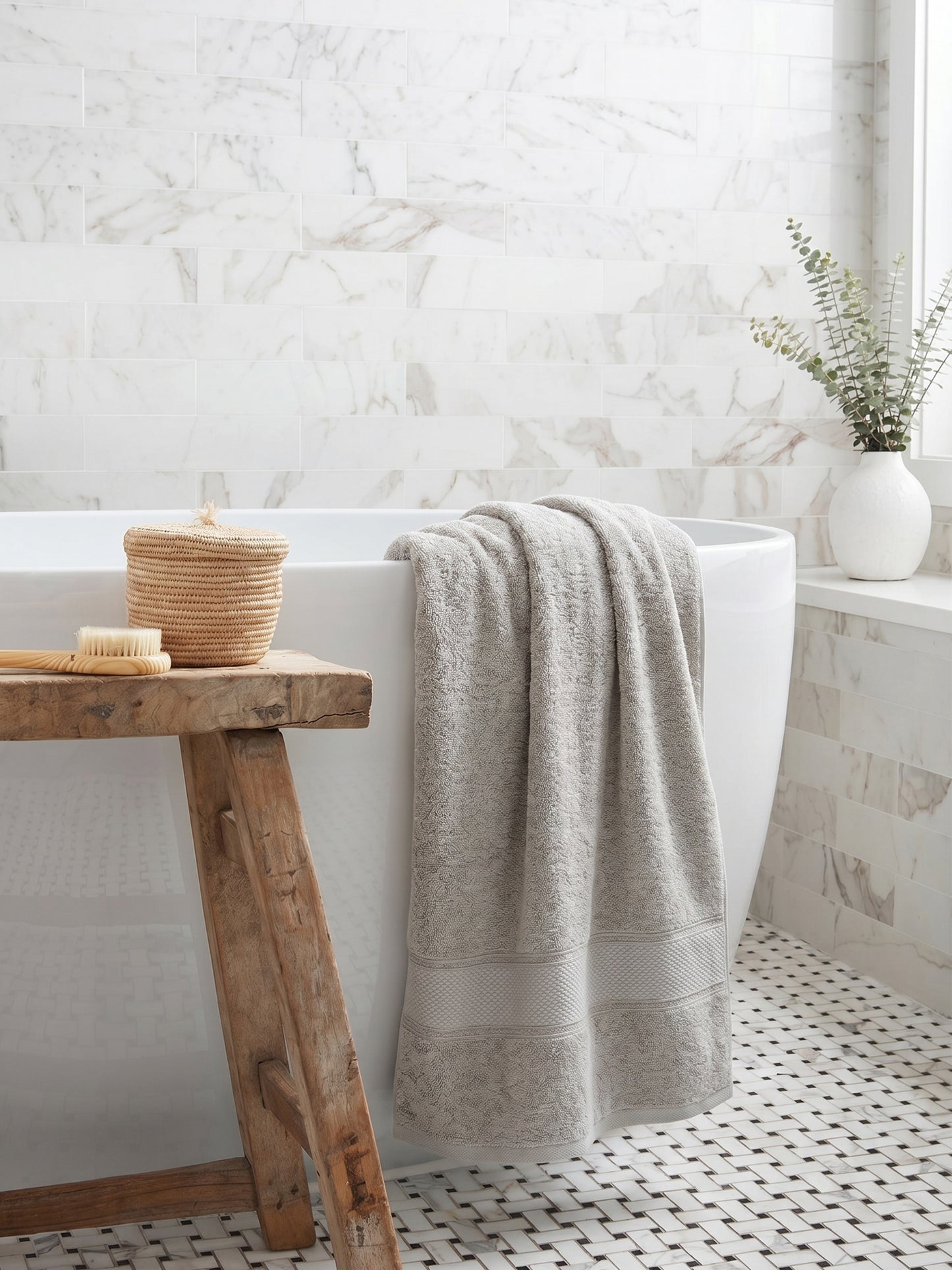AtoZ Home Decor Bamboo Bath Towel | Highly Absorbent (75 x 150 CM)