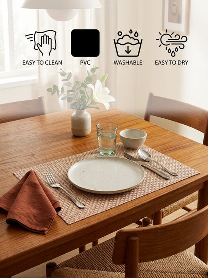 AtoZ Home Decor Basketweave PVC Dining Placemats Set of 6