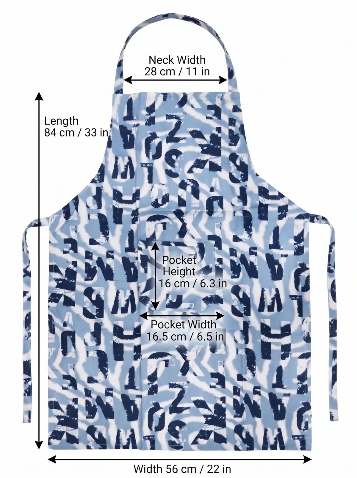 AtoZ Printed Kitchen Cooking Apron with Pocket & Waterproof Backing