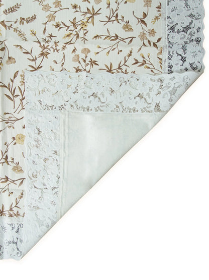 Freelance Tuscany Plastic Center Table Cover | Cream/Brown Floral 60x36"