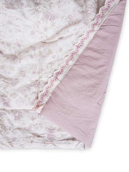 Atoz Home Decor Florence Vintage Floral Single Bed AC Comforter – Super Soft Breathable Reversible Quilt with Pink Fabric Backing