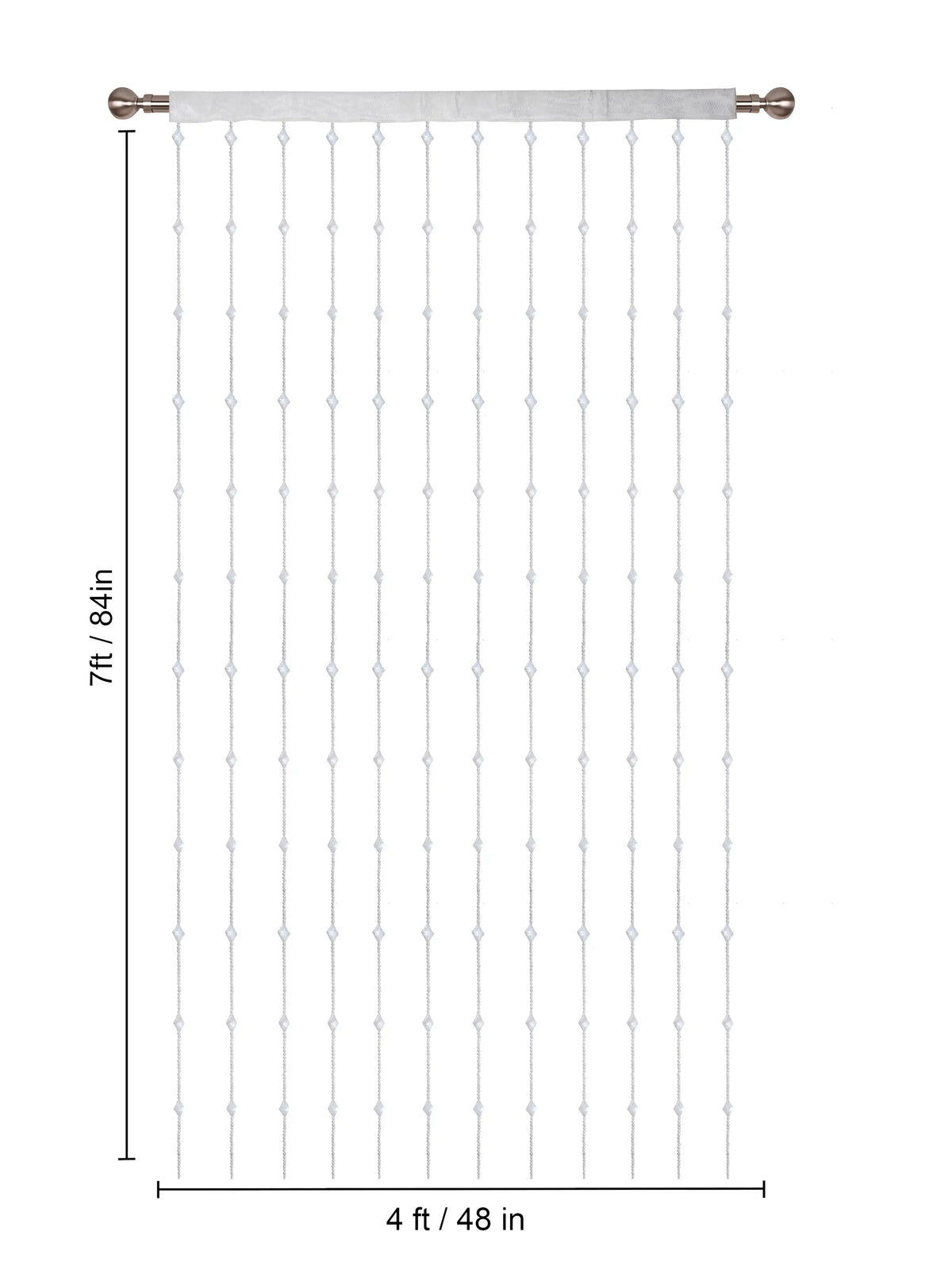 Atoz Home Decor White Beaded Door Curtain | Kite Shape PVC | 4x7 ft