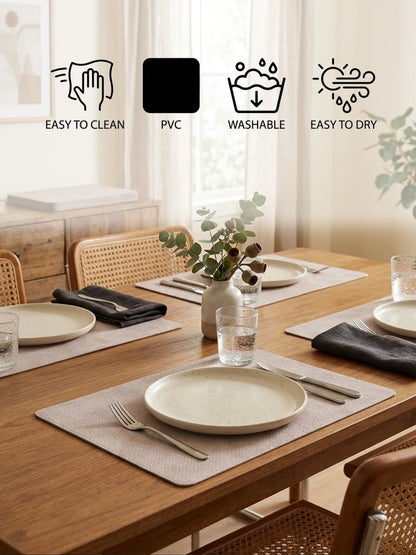 AtoZ Home Decor Light Beige PVC Dining Placemats Set of 6