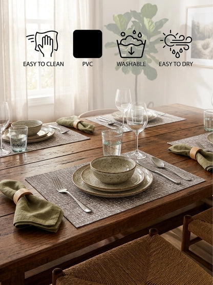 AtoZ Home Decor Medium Taupe PVC Dining Placemats Set of 6