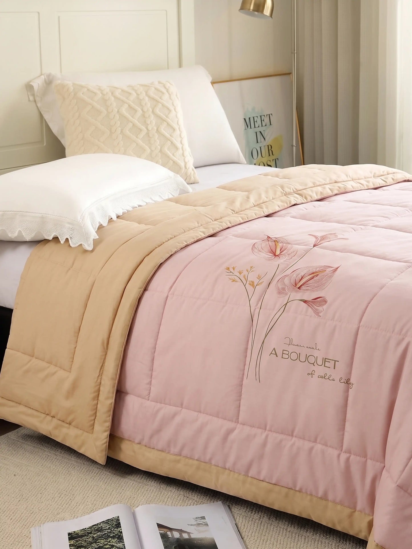AC Comforter Floral Design Double Bed (220X240 CM) | Pink