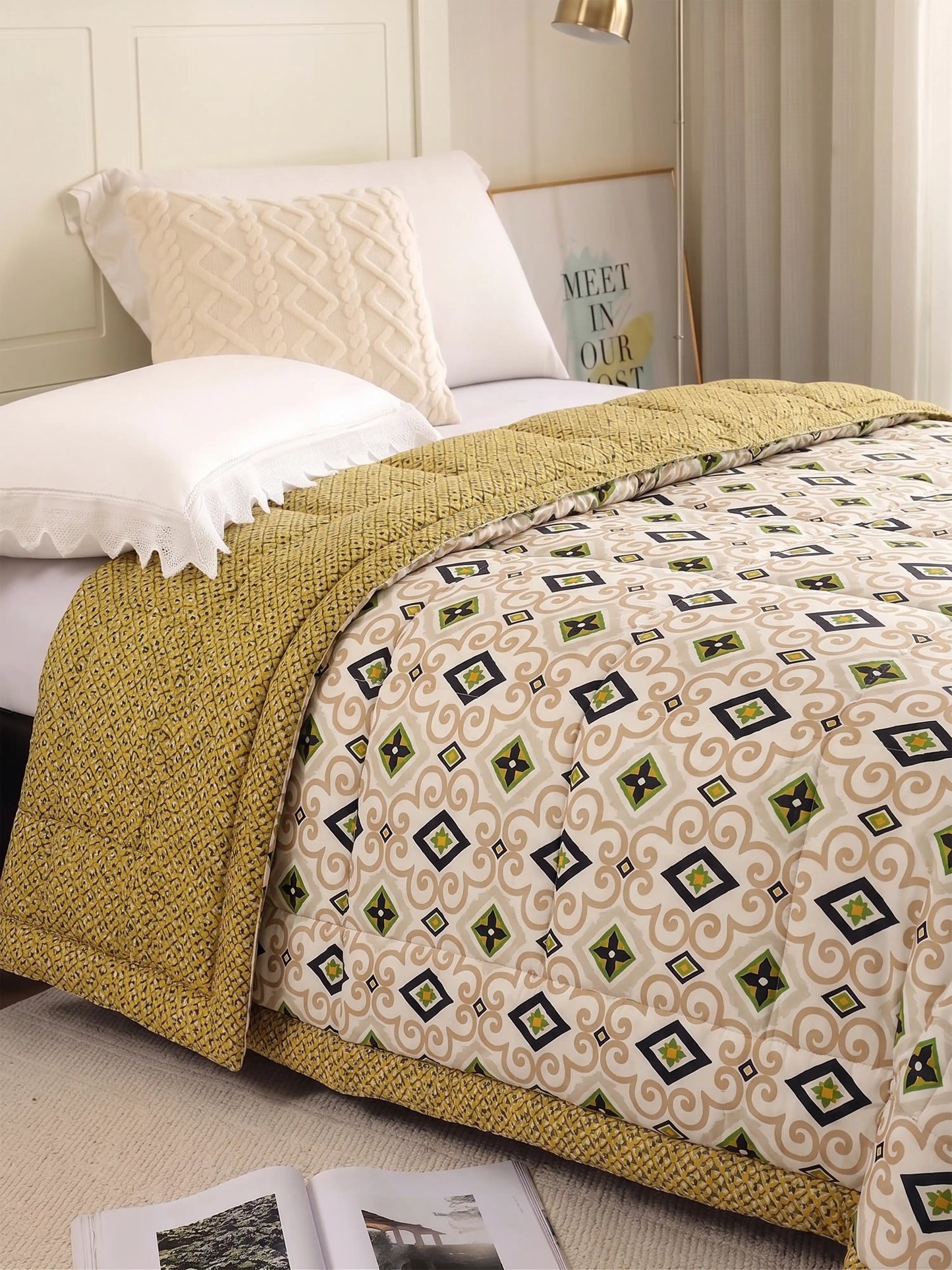 AC Comforter Soft Geometric Boho Quilt Lightweight (220x240 cm)