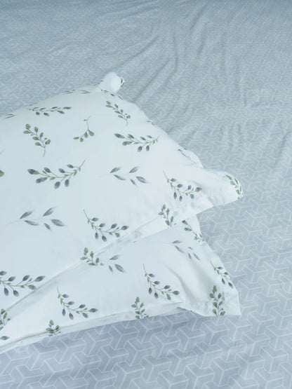 Modern Geometric Light Grey Cotton Double Bedsheet Set