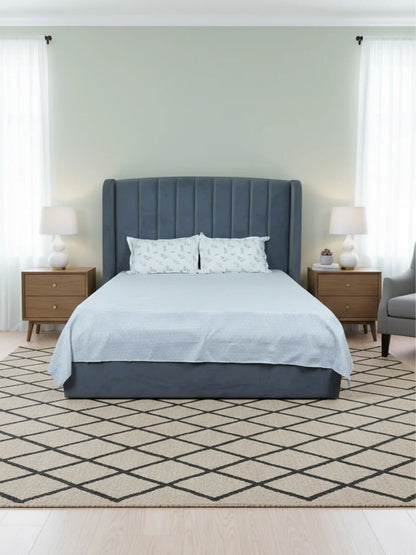 Modern Geometric Light Grey Cotton Double Bedsheet Set