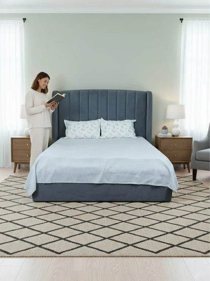 Modern Geometric Light Grey Cotton Double Bedsheet Set