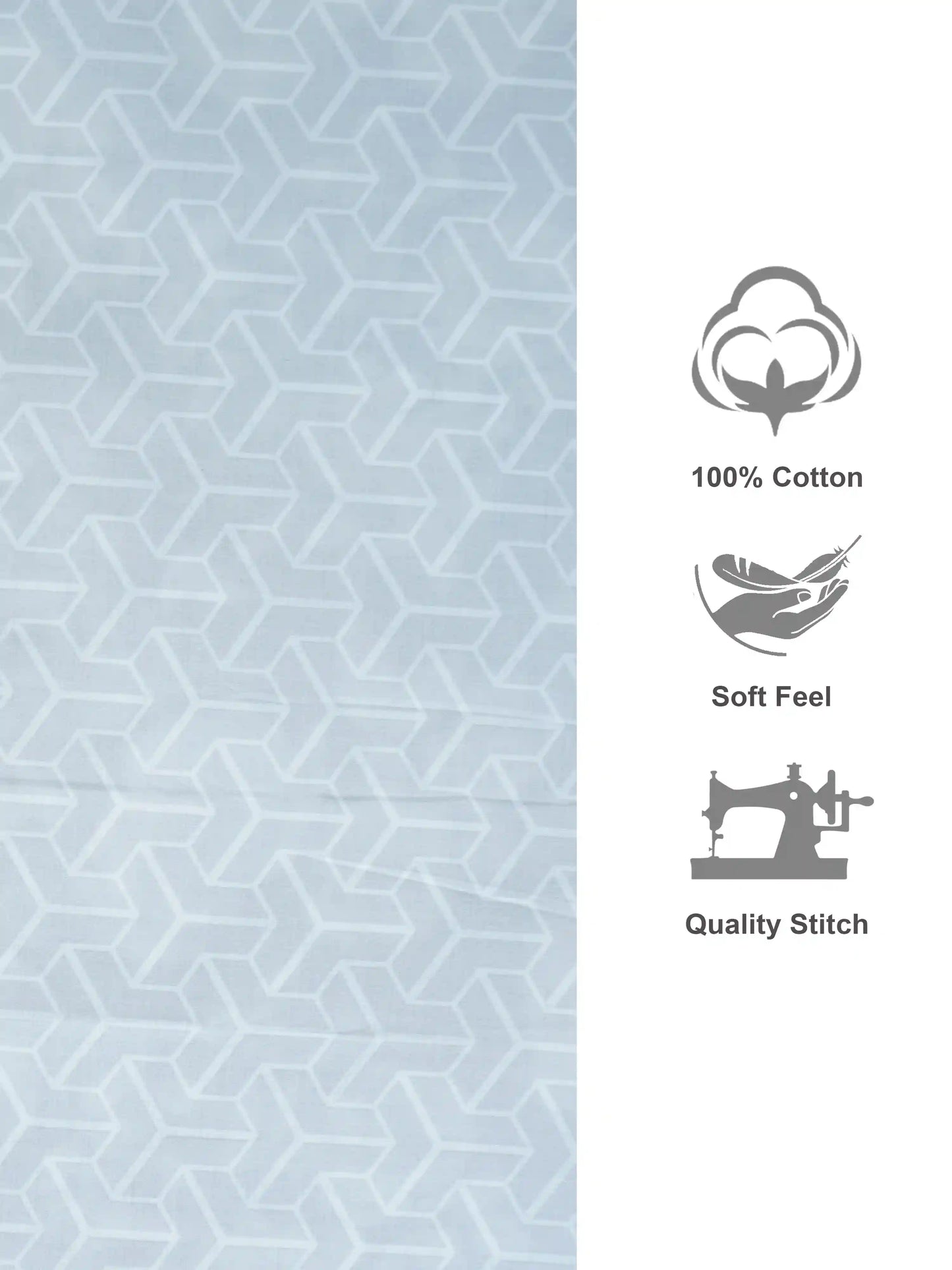 Modern Geometric Light Grey Cotton Double Bedsheet Set