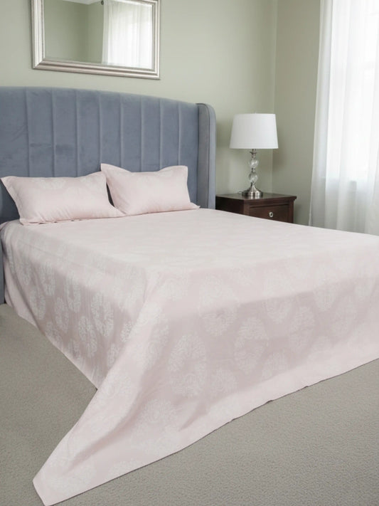 Soft Feel, Elegant Damask Floral King Bed Sheet Set – 100% Cotton (300 TC)