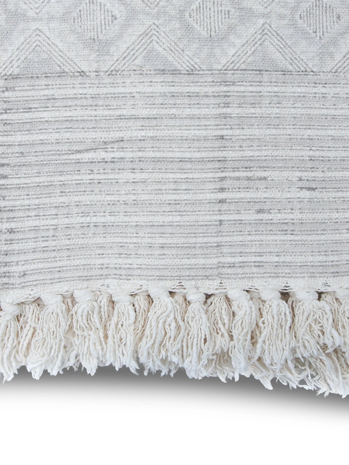 Atoz Home Decor Traditional Sanganeri Block Printed Cotton-Jute Throw with Fringe (130 x 170 cm)
