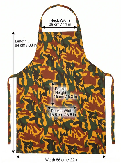 AtoZ Printed Kitchen Cooking Apron with Pocket & Waterproof Backing
