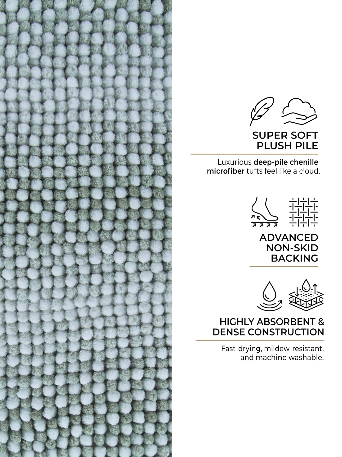 Bubble Textured Bath Rug – Soft Tufted Bathroom Mat Anti-Skid