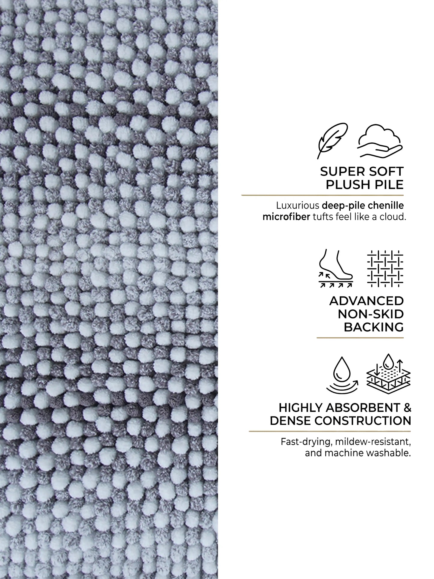 Bubble Textured Bath Rug – Soft Tufted Bathroom Mat Anti-Skid