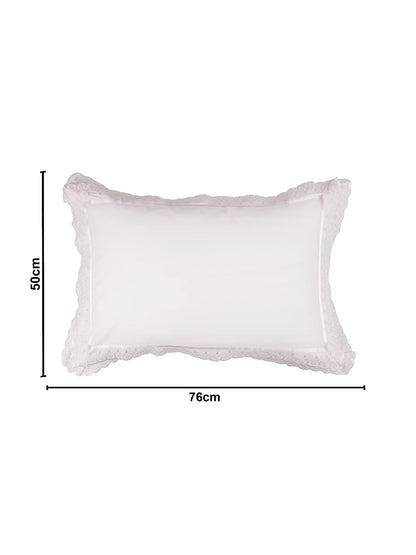 AtoZ Home Decor Cotton Lace Border Pillow Covers (Set of 1 & 2)