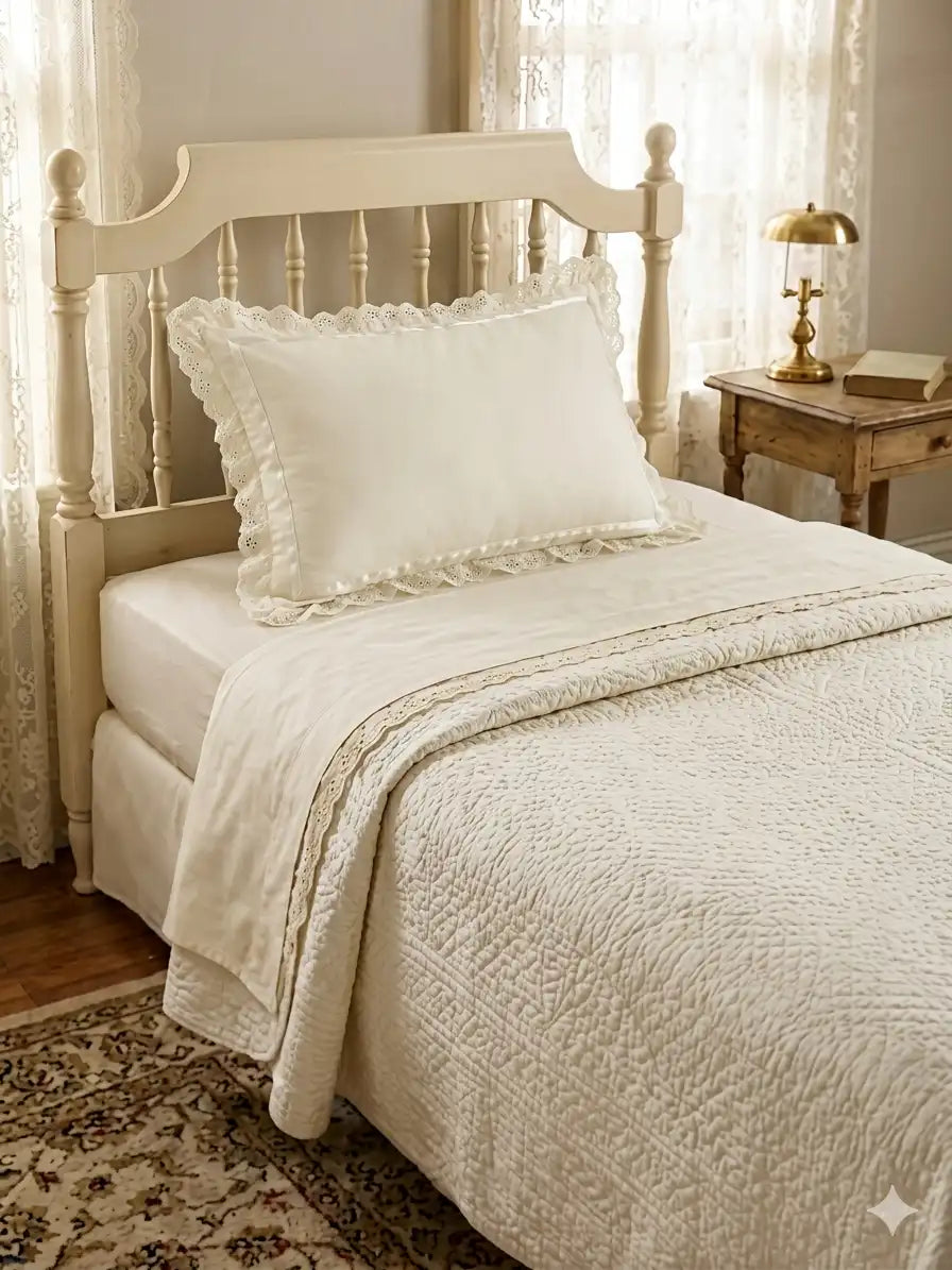 AtoZ Home Decor Cotton Lace Border Pillow Covers (Set of 1 & 2)