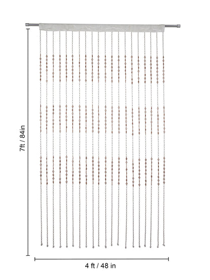 Atoz Home Decor Oval-Ring Bead Curtain | White & Brown PVC | 4x7 ft