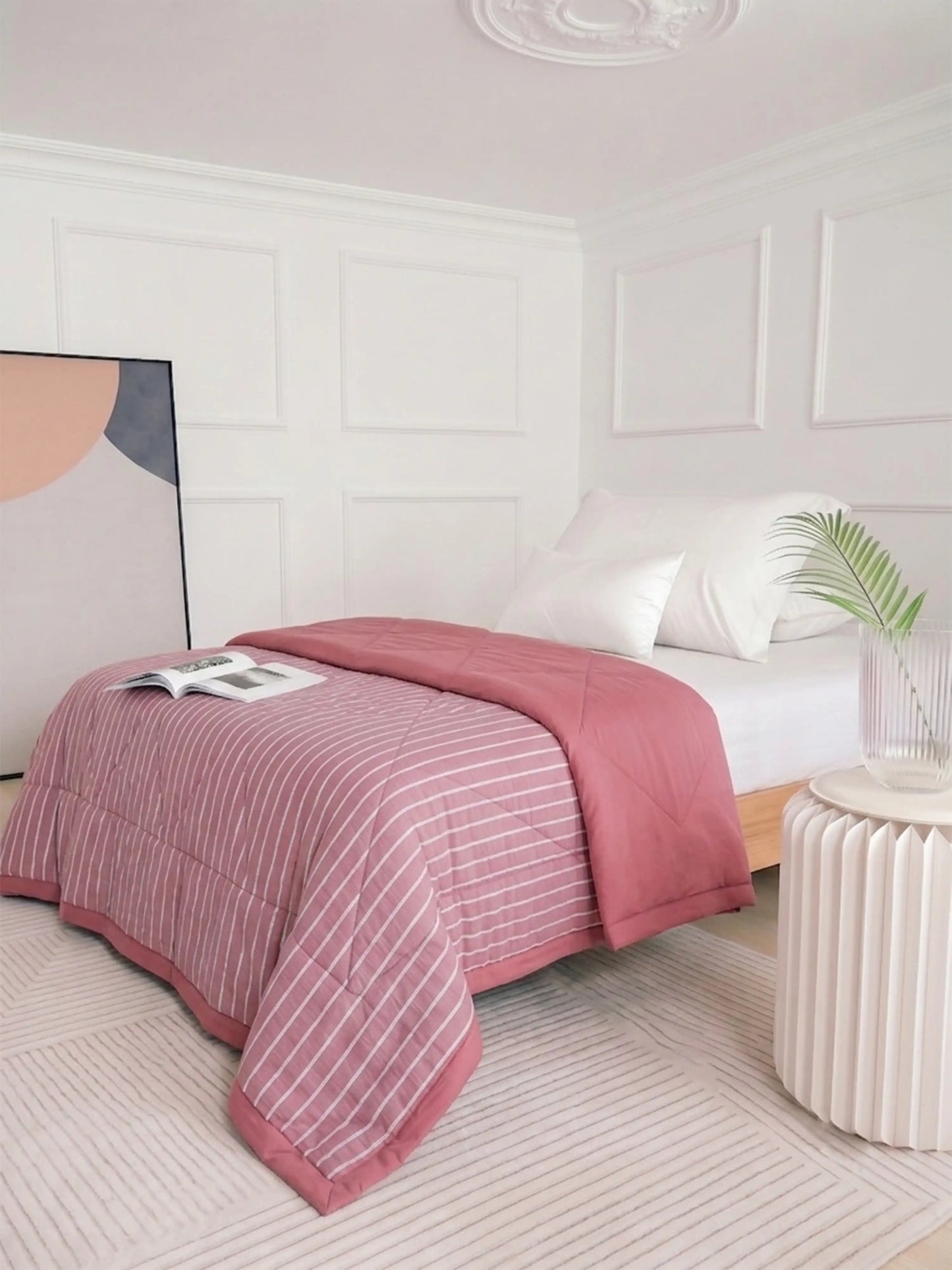 AC Comforter Striped Single with Fiber Filling (150x230 cm) Multiple Colors Available