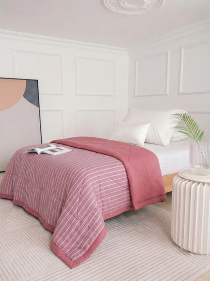 AC Comforter Striped Single with Fiber Filling (150x230 cm) Multiple Colors Available