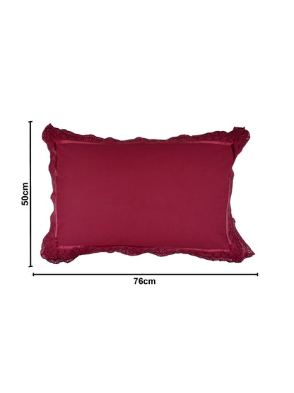 AtoZ Home Decor Cotton Lace Border Pillow Covers (Set of 1 & 2)