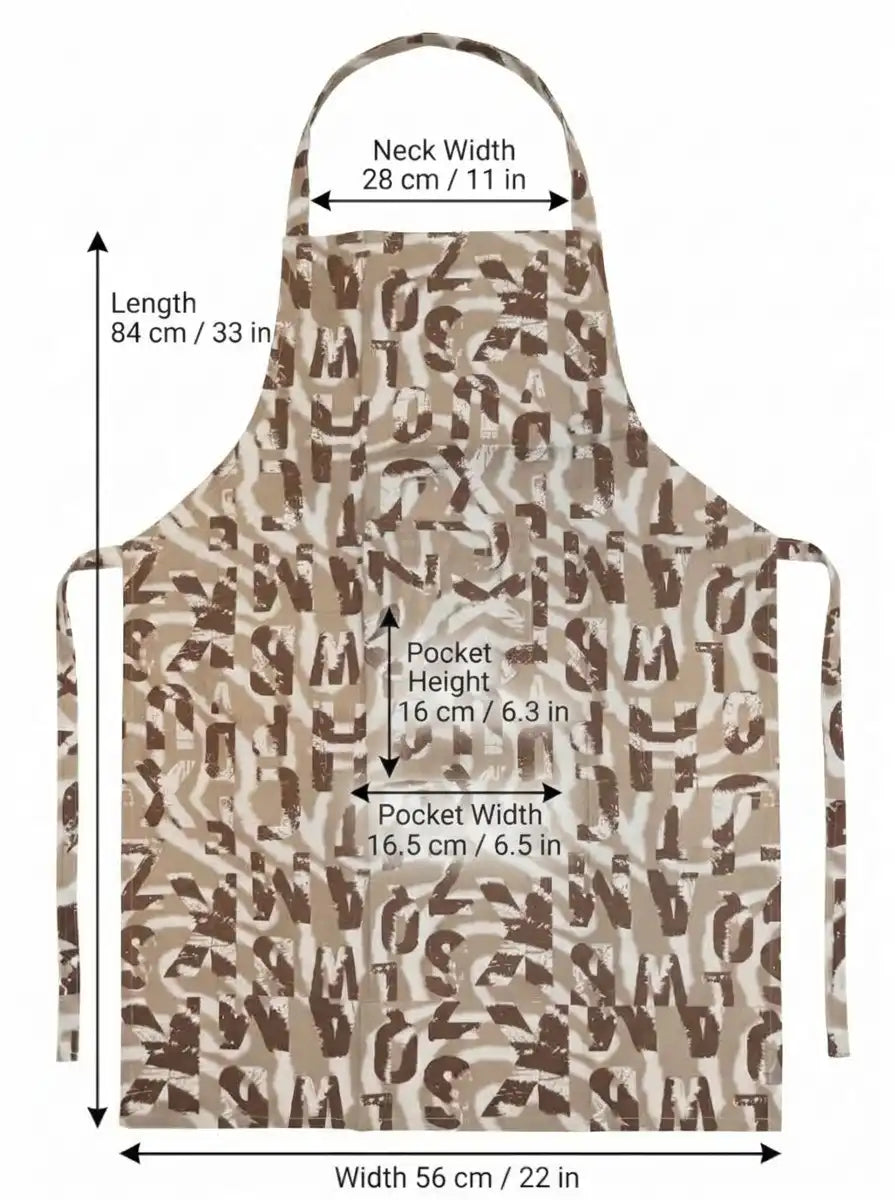 AtoZ Printed Kitchen Cooking Apron with Pocket & Waterproof Backing