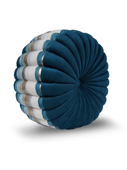 Bellagio Desenhista Dhol Round Velvet Tufted Cushions (12" x 12") – Pack of 2 Decorative Pintuck Throw Pillows