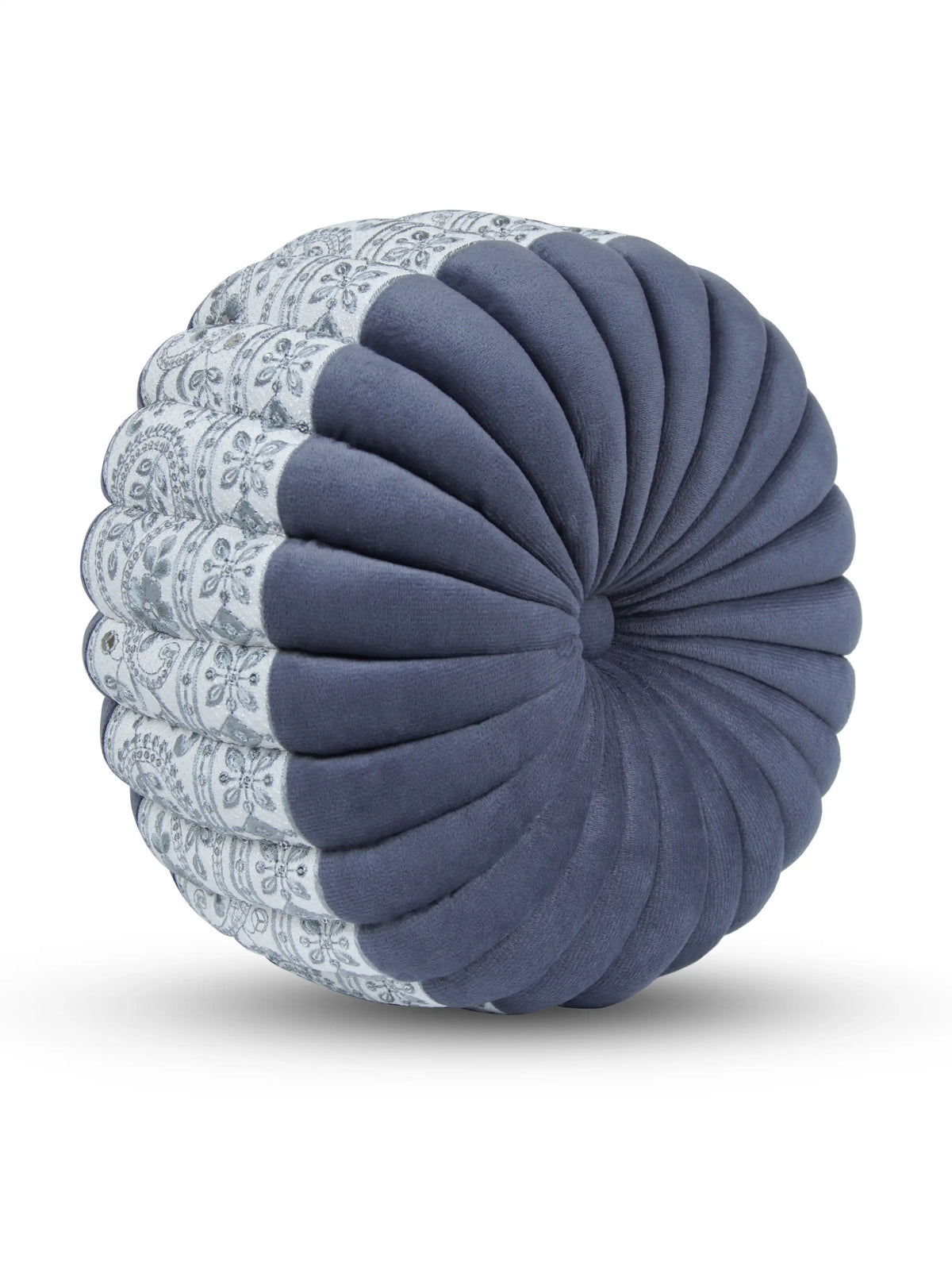 Bellagio Desenhista Dhol Round Velvet Tufted Cushions (12" x 12") – Pack of 2 Decorative Pintuck Throw Pillows
