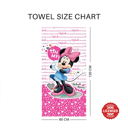 Sassoon Disney Minnie Mouse 100% Cotton Printed Kids Bath Towel (60 cm x 120 cm)