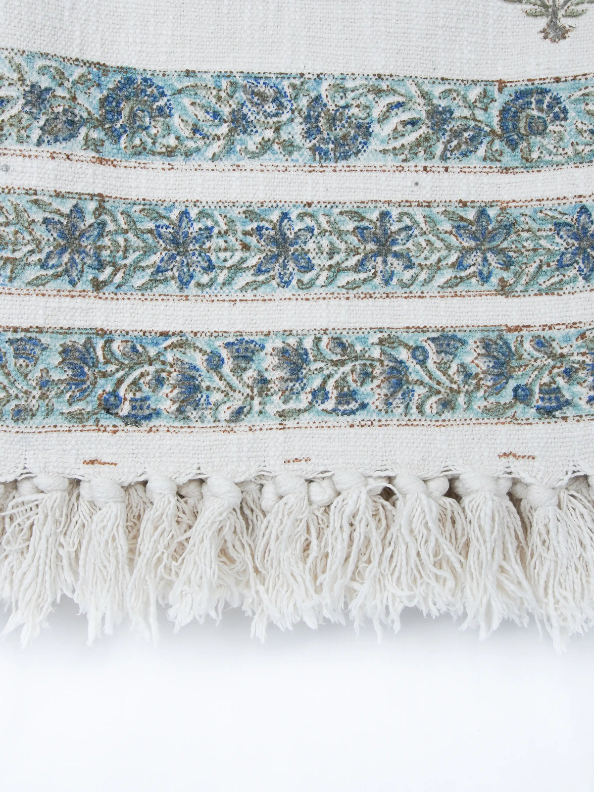 Atoz Home Decor Traditional Sanganeri Block Printed Cotton-Jute Throw with Fringe (130 x 170 cm)