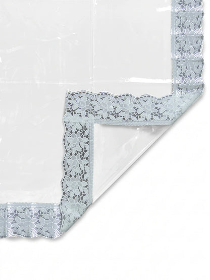 Atozhomedecor Transparent Dining Table Cover | White Lace Edge 60x90"