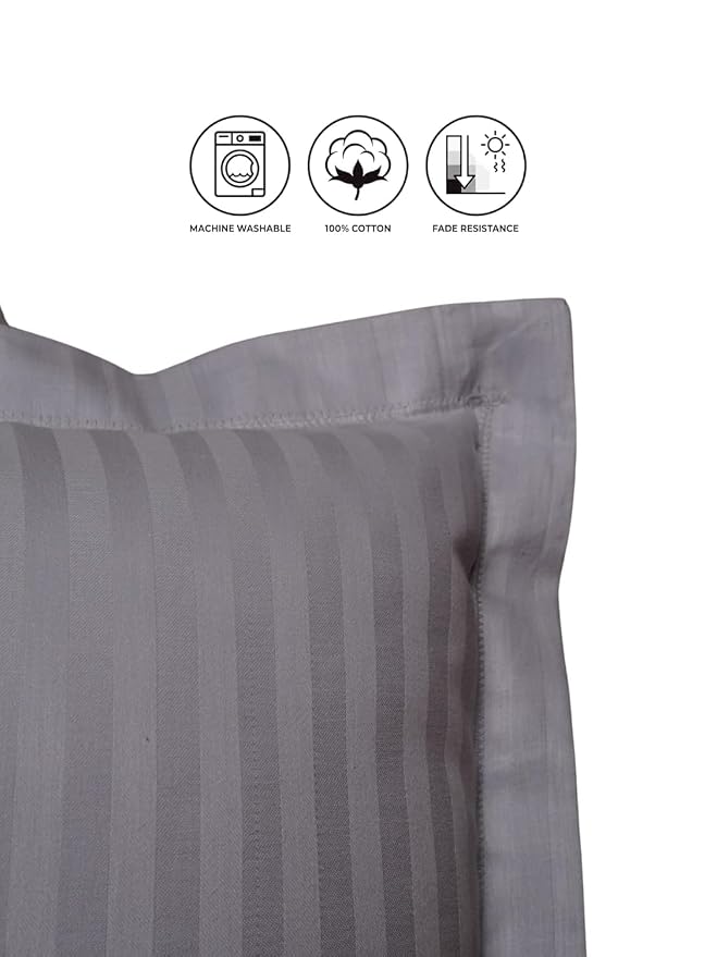 AtoZ Home Decor Cotton Pillow & Strips Pillow Cover Combo Set (68 x 45 cm)