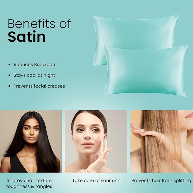 Mush Silk Satin Pillow Cover Set of 2 for Hair & Skin Care