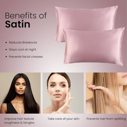 Mush Silk Satin Pillow Cover Set of 2 for Hair & Skin Care