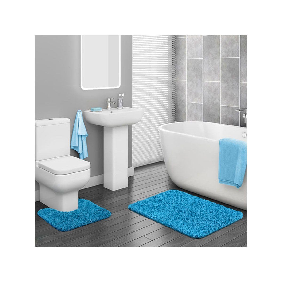 Super Absorbent Anti-Skid Soft Bath Mat & Contour Set | Set Of 2